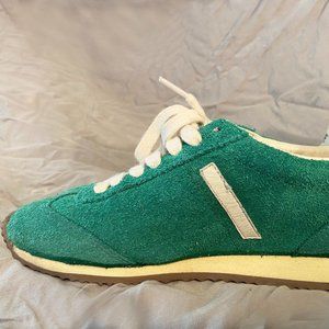 RE/DONE green suede retro runners